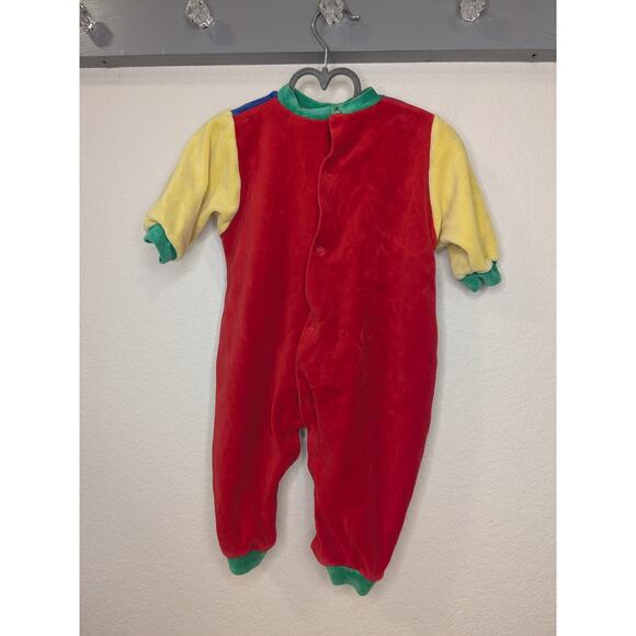 VINTAGE LITTLE ME Baby Boys Velour Bodysuit One Piece Jumpsuit Size 9 Months - Picture 3 of 6